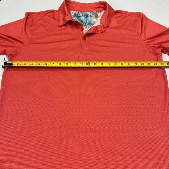 ROBERT GRAHAM LARGE Orange White Dot Print Polo Shirt Knowledge Wisdom Truth. - Picture 3 of 7